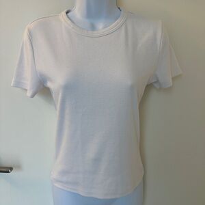 Zara Cream Ribbed Short Sleeve Tee
